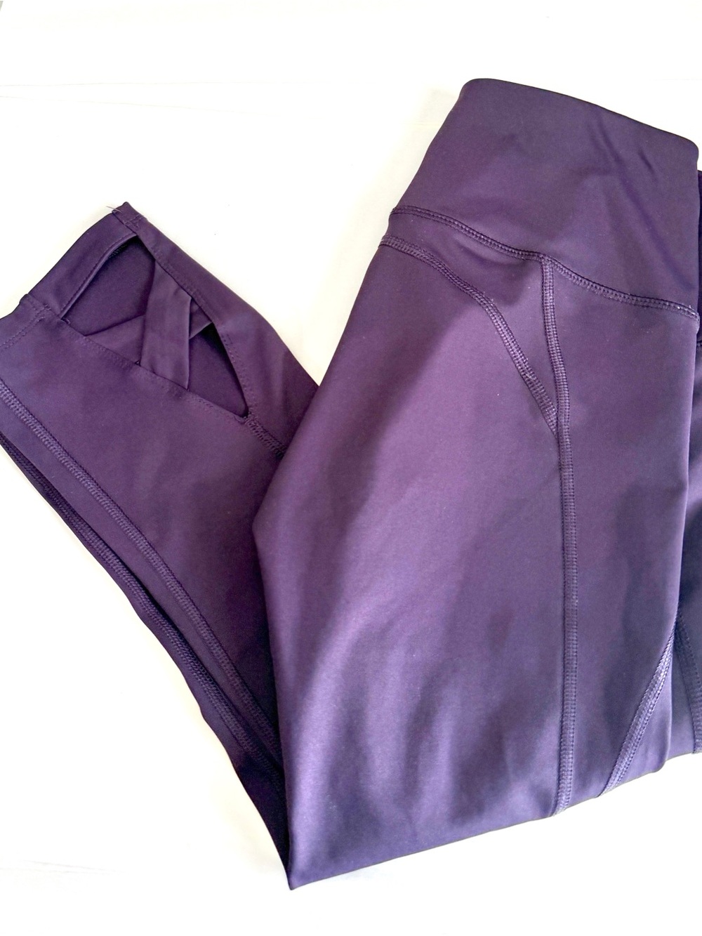Womens Apana Purple Leggings Pants High Rise Cropped 7/8 Length Yoga Run Gym